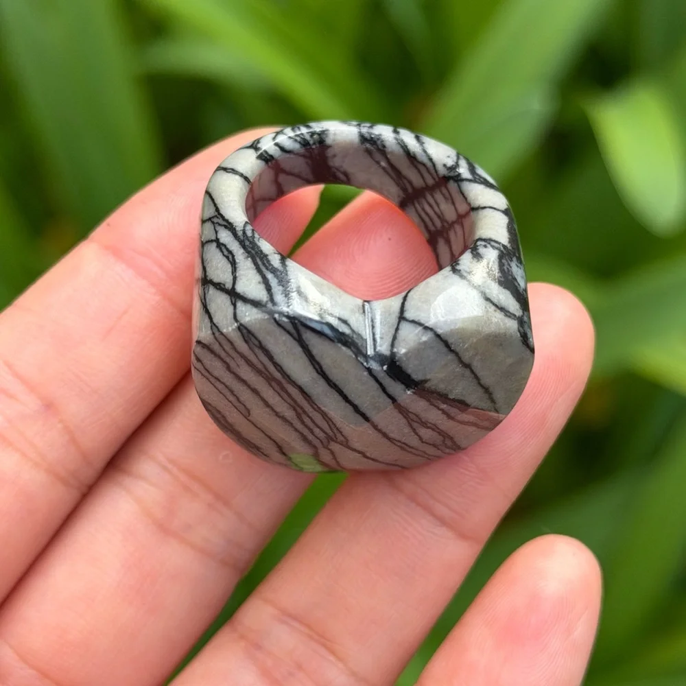 Size 11.5 Chunky Statement Picasso Jasper‎ Heart Ring 0859